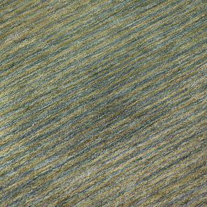 HomeRoots 8' Round Fern Green & Blue Striped Washable Rug - UV Protected, Stain Resistant, Easy Care Solution 692784