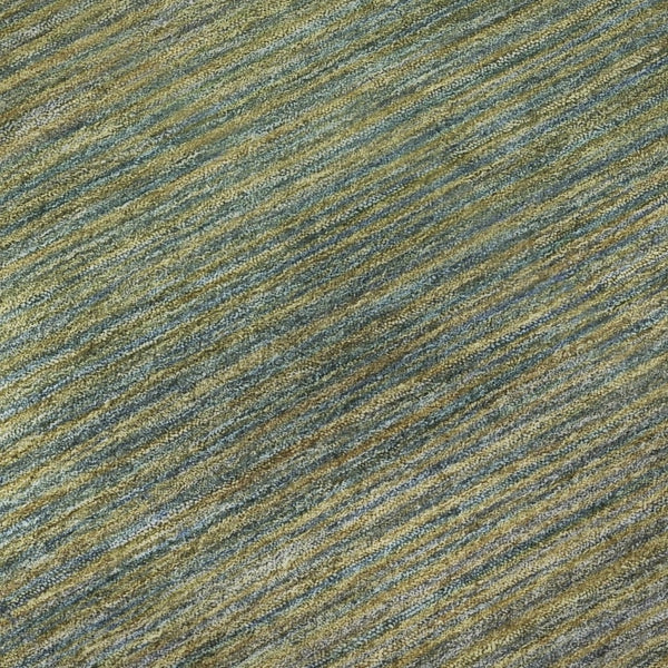 HomeRoots 8' Round Fern Green & Blue Striped Washable Rug - UV Protected, Stain Resistant, Easy Care Solution 692784