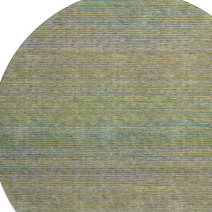 HomeRoots 8' Round Fern Green & Blue Striped Washable Rug - UV Protected, Stain Resistant, Easy Care Solution 692784
