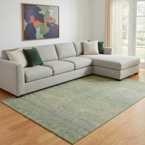 HomeRoots 8' Fern Green & Blue Striped Washable Area Rug - UV Protected, Stain Resistant & Family-Friendly Design 692785