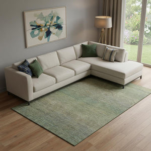HomeRoots 10' Fern Green and Blue Striped Washable Area Rug – UV Protected, Stain Resistant, Durable Design 692787