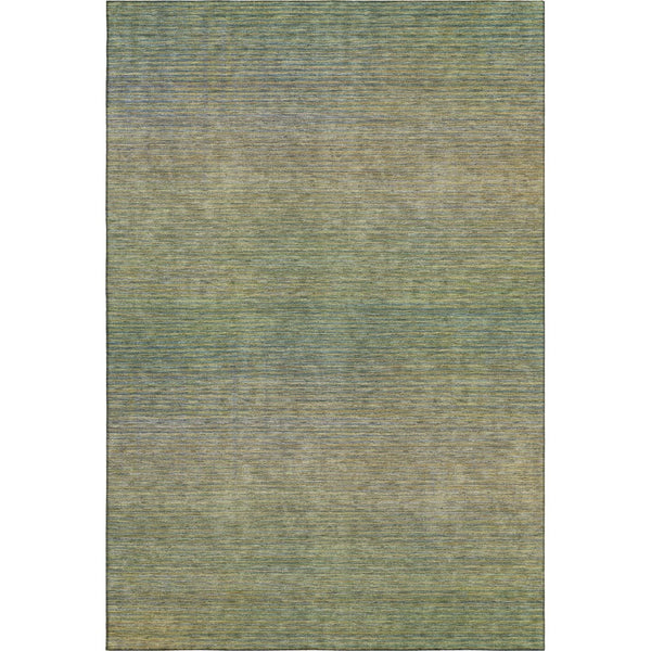 HomeRoots 10' Fern Green and Blue Striped Washable Area Rug – UV Protected, Stain Resistant, Durable Design 692787
