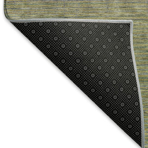 HomeRoots 10' Fern Green and Blue Striped Washable Area Rug – UV Protected, Stain Resistant, Durable Design 692787