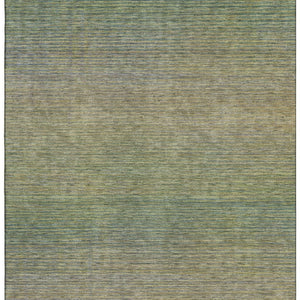 HomeRoots 10' Fern Green and Blue Striped Washable Area Rug – UV Protected, Stain Resistant, Durable Design 692787