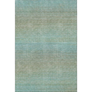 HomeRoots 5' X 8' Teal and Taupe Striped Washable Area Rug – Durable, UV-Protected, Perfect for High-Traffic Spaces 692789