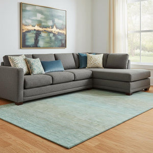 HomeRoots 8' Teal and Taupe Striped Washable Area Rug - Durable, Stain Resistant, UV Protected for High Traffic Spaces 692791