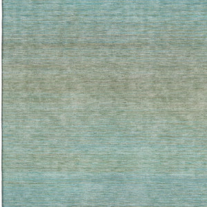 HomeRoots 8' Teal and Taupe Striped Washable Area Rug - Durable, Stain Resistant, UV Protected for High Traffic Spaces 692791