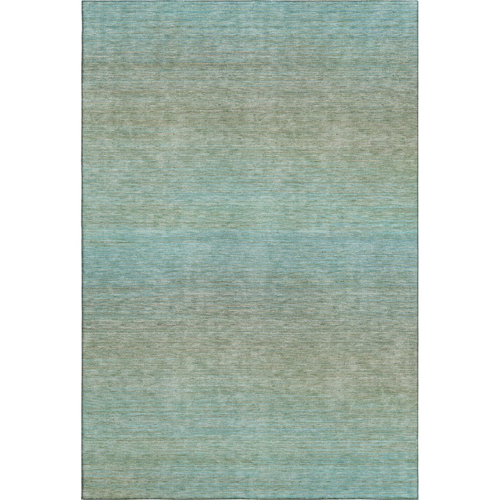 HomeRoots 9' X 12' Teal and Taupe Striped Area Rug - Durable, Washable, UV-Protected, Non-Slip Design for Homes 692792