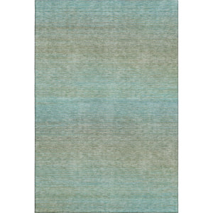 HomeRoots 9' X 12' Teal and Taupe Striped Area Rug - Durable, Washable, UV-Protected, Non-Slip Design for Homes 692792
