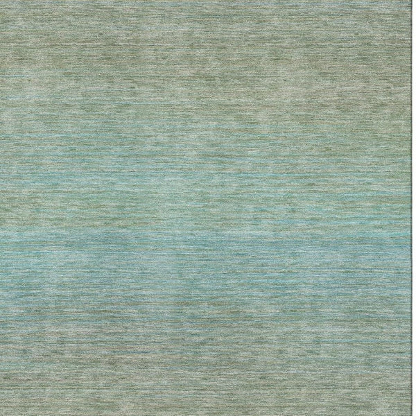 HomeRoots 10' Teal & Taupe Striped Washable Area Rug – Durable, Stain Resistant, UV Protected for High-Traffic Spaces 692793