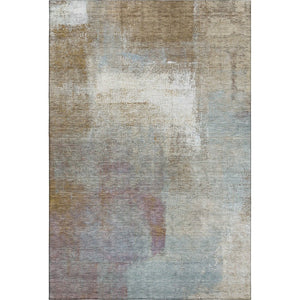 HomeRoots 5' X 8' Coffee, Ivory & Blue Abstract Area Rug - Washable, UV-Protected, Non-Slip for Busy Homes! 692795