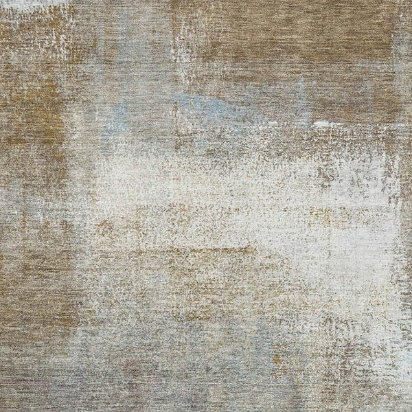 HomeRoots 5' X 8' Coffee, Ivory & Blue Abstract Area Rug - Washable, UV-Protected, Non-Slip for Busy Homes! 692795