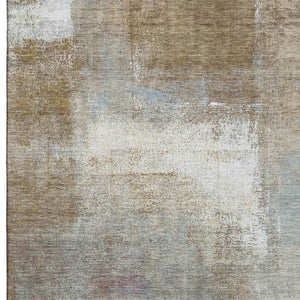 HomeRoots 5' X 8' Coffee, Ivory & Blue Abstract Area Rug - Washable, UV-Protected, Non-Slip for Busy Homes! 692795