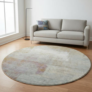 HomeRoots 8' X 8' Round Rug in Coffee, Ivory & Blue – Stylish, Washable, UV Protected & Perfect for Homes! 692796