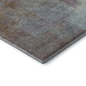 HomeRoots 8' Modern Abstract Washable Area Rug in Coffee, Ivory & Blue - UV Protected for Family Homes 692797