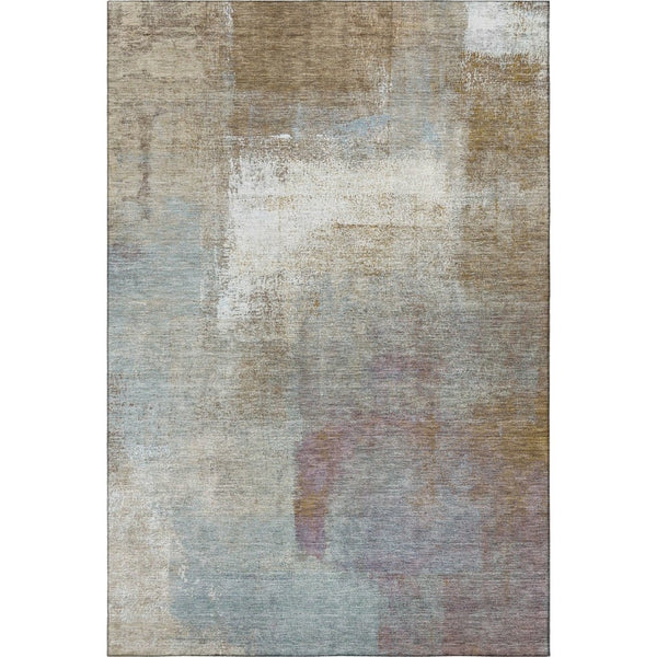 HomeRoots 9' X 12' Coffee Ivory Blue Abstract Washable Area Rug - UV Resistant, Durable, Stylish & Non-Slip 692798