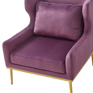 English Elm Modern Velvet Accent Chair Curved Arms Plush Cushion Upholstered Seat for Living Room Purple N763P360686I