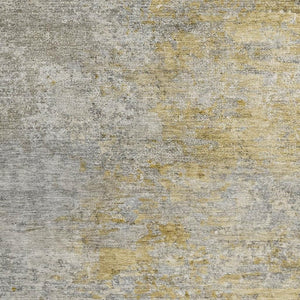 HomeRoots 5' X 8' Stylish Gray Gold Ivory Abstract Area Rug - Washable, UV Protected, Stain-Resistant Design 692801
