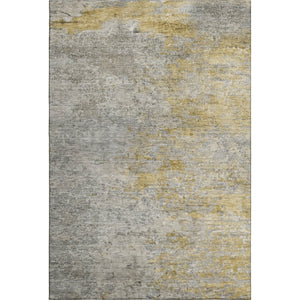 HomeRoots 9' X 12' Washable Gray Gold Ivory Abstract Area Rug with UV Protection, Perfect for Busy Homes 692804