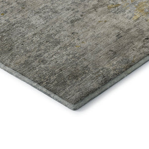 HomeRoots 9' X 12' Washable Gray Gold Ivory Abstract Area Rug with UV Protection, Perfect for Busy Homes 692804