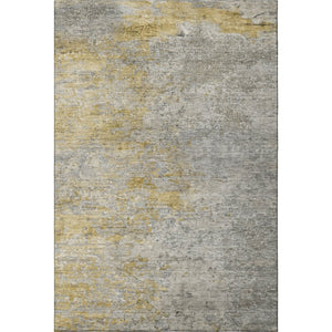 HomeRoots 9' X 12' Washable Gray Gold Ivory Abstract Area Rug with UV Protection, Perfect for Busy Homes 692804