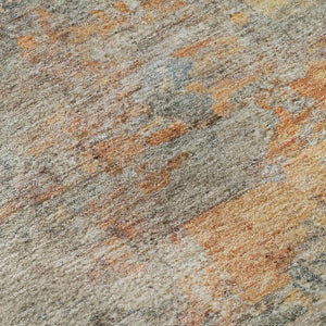 HomeRoots 8' X 8' Abstract Teal, Peach & Gold Washable Round Rug - UV Protected, Stain Resistant & Durable! 692808