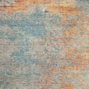 HomeRoots 9' X 12' Washable Abstract Area Rug in Teal, Peach & Gold – UV Protected, Durable & Stylish Design 692810