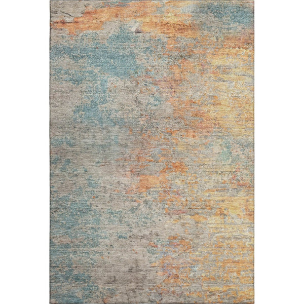 HomeRoots 10' Teal Peach & Gold Abstract Washable Area Rug – Durable, Stain-Resistant, UV Protected Elegance 692811