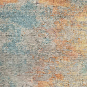 HomeRoots 10' Teal Peach & Gold Abstract Washable Area Rug – Durable, Stain-Resistant, UV Protected Elegance 692811