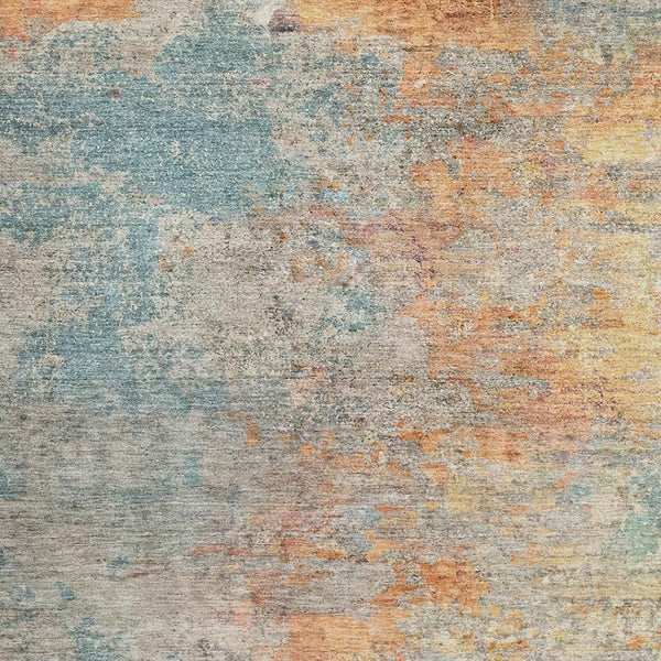 HomeRoots 10' Teal Peach & Gold Abstract Washable Area Rug – Durable, Stain-Resistant, UV Protected Elegance 692811
