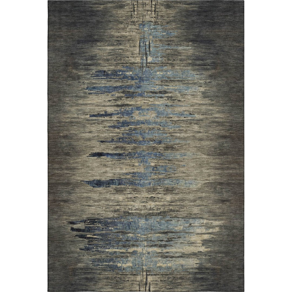 HomeRoots 5' X 8' Coffee and Navy Abstract Washable Area Rug – UV Protected, Durable, Stylish for Any Room! 692813
