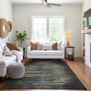 HomeRoots 5' X 8' Coffee and Navy Abstract Washable Area Rug – UV Protected, Durable, Stylish for Any Room! 692813