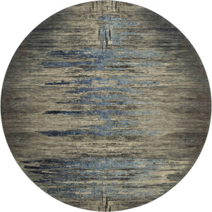 HomeRoots 8' X 8' Washable Round Rug in Coffee & Navy Blue - Durable, Stylish, UV-Protected for Everyday Living 692814