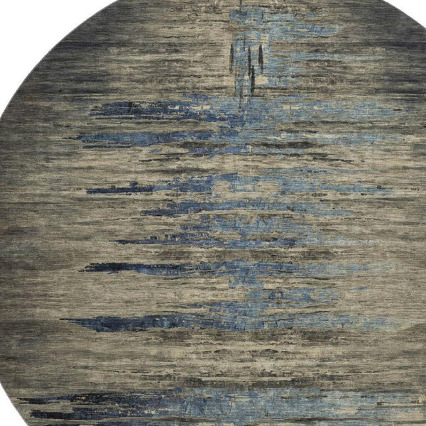 HomeRoots 8' X 8' Washable Round Rug in Coffee & Navy Blue - Durable, Stylish, UV-Protected for Everyday Living 692814