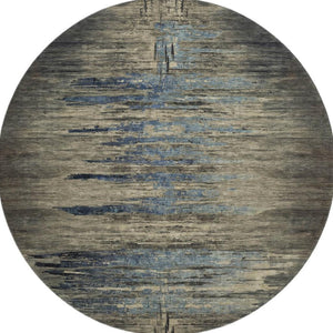 HomeRoots 8' X 8' Washable Round Rug in Coffee & Navy Blue - Durable, Stylish, UV-Protected for Everyday Living 692814