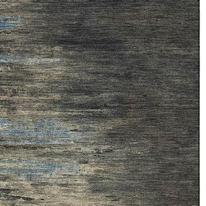 HomeRoots 8' Durable Coffee and Navy Abstract Washable Area Rug with UV Protection for Modern Spaces 692815