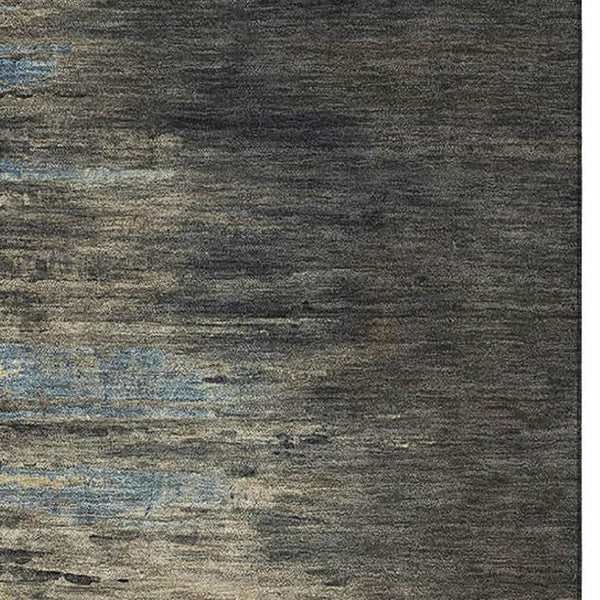 HomeRoots 8' Durable Coffee and Navy Abstract Washable Area Rug with UV Protection for Modern Spaces 692815
