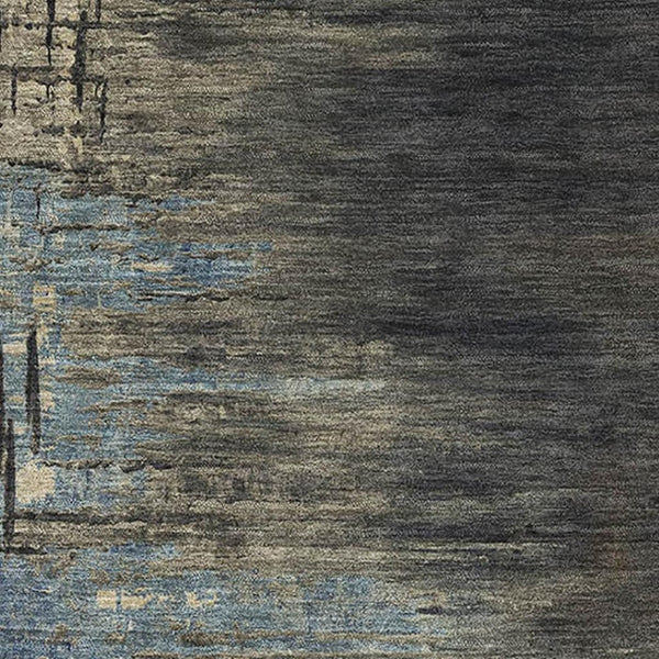 HomeRoots 10' X 14' Stylish Coffee and Navy Blue Abstract Washable Area Rug with UV Protection for Modern Homes 692817
