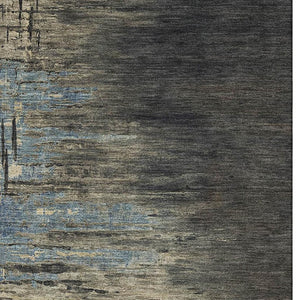 HomeRoots 10' X 14' Stylish Coffee and Navy Blue Abstract Washable Area Rug with UV Protection for Modern Homes 692817