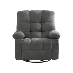 HomeRoots 39" Gray Tufted Chenille Heated Massage Recliner with USB, Rocker, Swivel, and Storage Solutions 692818