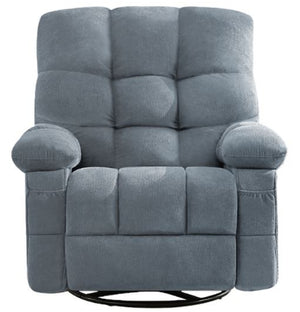 HomeRoots 39" Blue Tufted Chenille Heated Massage Recliner - Swivel Rocker with USB for Ultimate Comfort & Style 692819