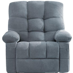 HomeRoots 39" Blue Tufted Chenille Heated Massage Recliner - Swivel Rocker with USB for Ultimate Comfort & Style 692819