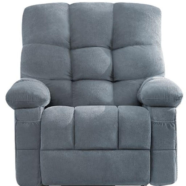 HomeRoots 39" Blue Tufted Chenille Heated Massage Recliner - Swivel Rocker with USB for Ultimate Comfort & Style 692819
