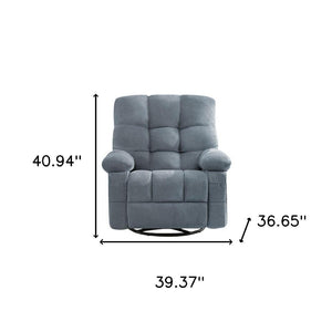 HomeRoots 39" Blue Tufted Chenille Heated Massage Recliner - Swivel Rocker with USB for Ultimate Comfort & Style 692819