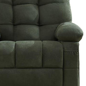HomeRoots 39" Dark Green Tufted Chenille Recliner with Heat, Massage, USB - Perfect for Relaxation & Support 692820