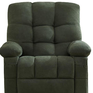 HomeRoots 39" Dark Green Tufted Chenille Recliner with Heat, Massage, USB - Perfect for Relaxation & Support 692820