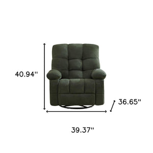 HomeRoots 39" Dark Green Tufted Chenille Recliner with Heat, Massage, USB - Perfect for Relaxation & Support 692820