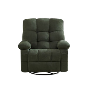 HomeRoots 39" Dark Green Tufted Chenille Recliner with Heat, Massage, USB - Perfect for Relaxation & Support 692820