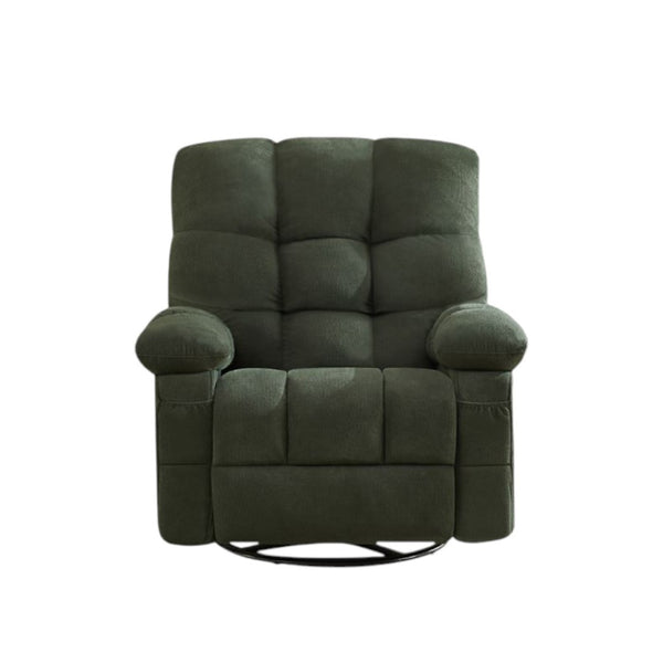 HomeRoots 39" Dark Green Tufted Chenille Recliner with Heat, Massage, USB - Perfect for Relaxation & Support 692820