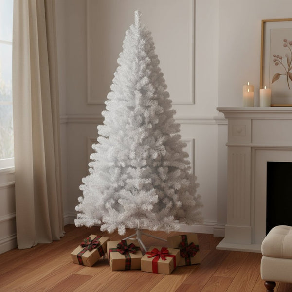 HomeRoots 7' Full White Spruce Christmas Tree - Elegant, Low-Maintenance Design for a Modern Holiday Look 84 692824